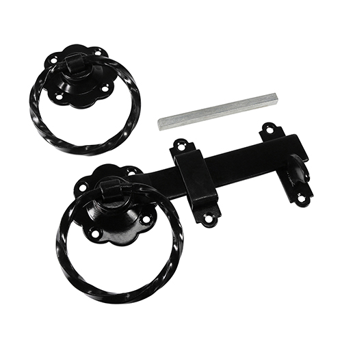 [TIM171297] Ring Gate Latch Twisted Black - 6"