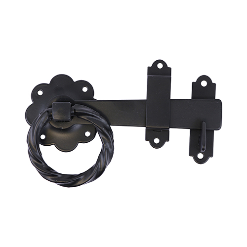 [TIM171298] Ring Gate Latch Twisted Black - 6"