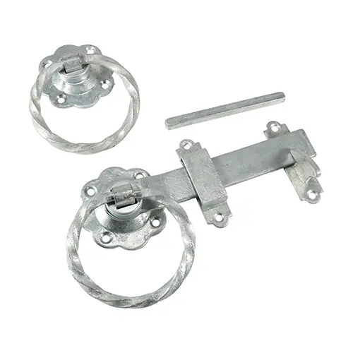 [TIM171299] Ring Gate Latch Twisted Hot Dipped Galvanised - 6"