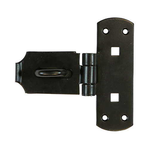 [TIM171303] Heavy Duty Vertical Pattern Hasp & Staple Bolt On Black - 6"