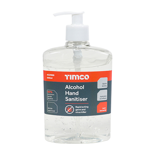[TIM180099] Alcohol Hand Sanitiser Gel Pump Bottle Kills 99.99% of Bacteria Moisturising Medical Grade Antibacterial - 500ml
