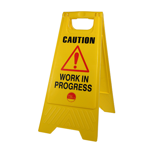 [TIM180148] Caution Work in Progress A-Frame Safety Sign  - 610 x 300 x 30