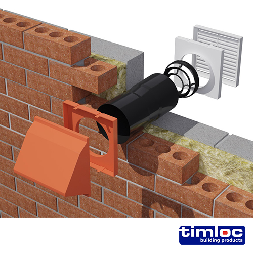 [TIM180322] Timloc AeroCore Through Wall Vent Set with Cowl and Baffle White - 127 x 350 (dia x length)