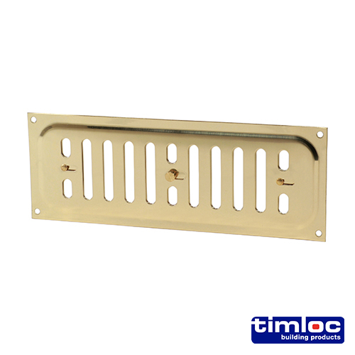 [TIM180275] Timloc Hit and Miss Louvre Vent Polished Brass - 242 x 89mm