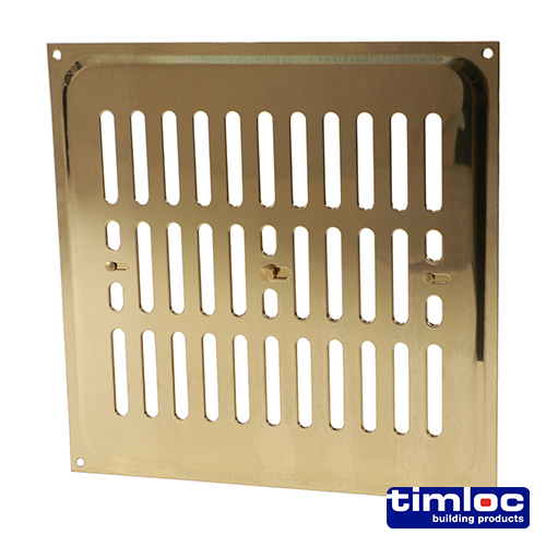 [TIM180281] Timloc Hit and Miss Louvre Vent Polished Brass - 242 x 242mm