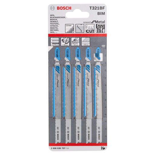 [TOS11000415] 2608636707 T321BF JIGSAW BLADE SPEED FOR METAL (5 PK)