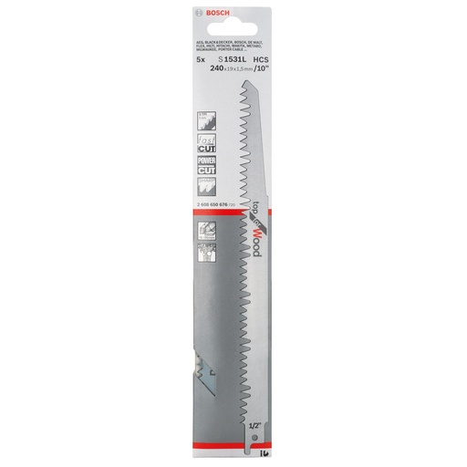 [TOS11002305] 2608650676 S1531L SABRE SAW BLADES FOR WOOD 240MM (5 PK)